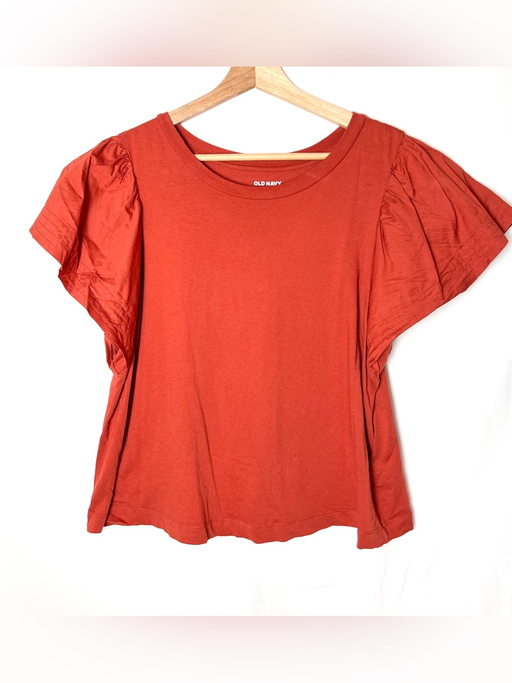 Old Navy Women's Rust Orange Puff-Sleeve Short Sleeve Tee